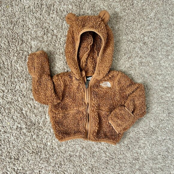 Baby Sherpa Fleece Brown North Face Hoodie I Size: 6-12M I Bear Hood - Picture 2 of 6